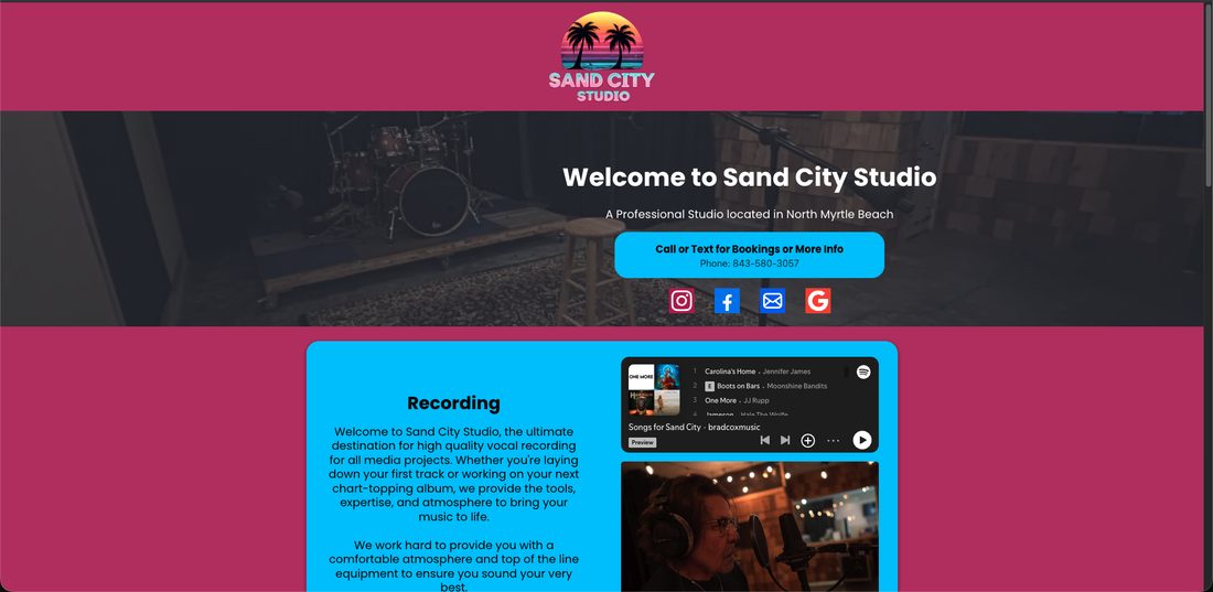 sandcitystudio.com before the rebuild, a GoHighLevel funnel template